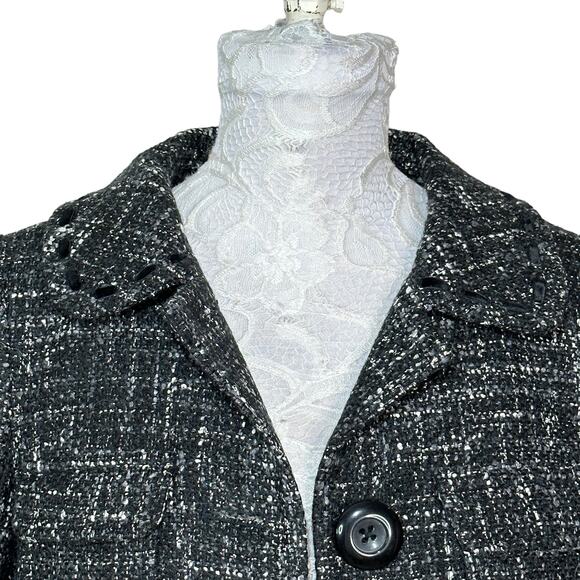 Guess Tweed Cropped Blazer Snap Pockets Black and White Women XS NWT - Picture 5 of 11
